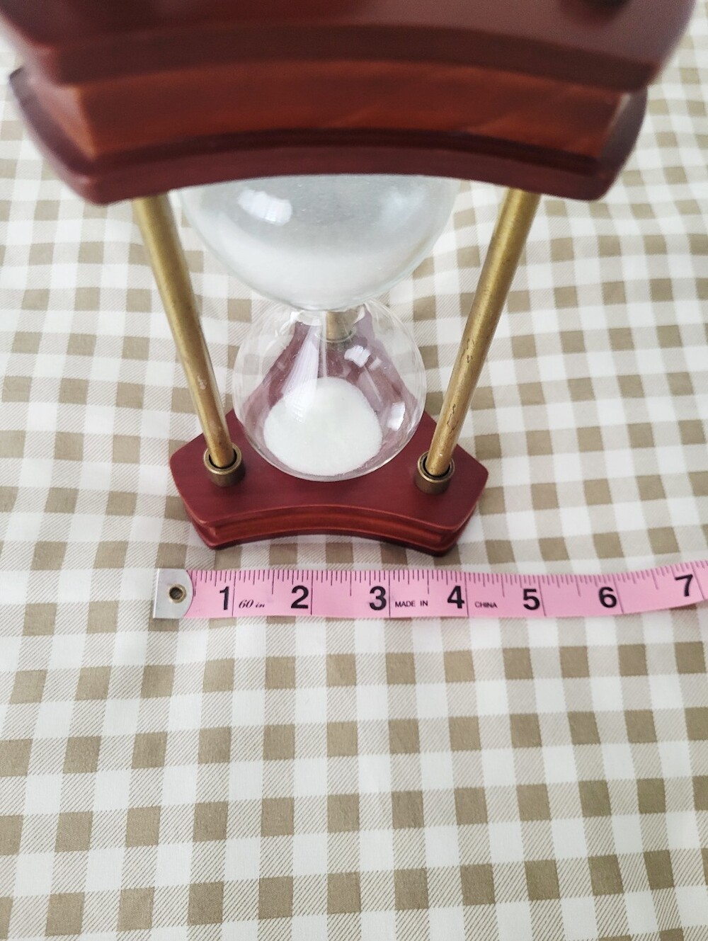 Wood and Brass Hourglass Sand Timer - White Sand - Picture 7 of 9